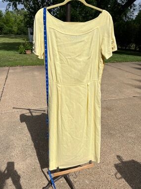 Vintage 40’s Light Yellow Women's Boat Neck Short Sleeve Dress